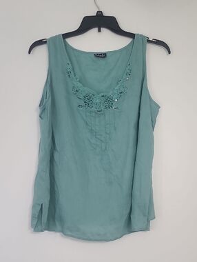 Rafaella Woman Linen Teal Shell